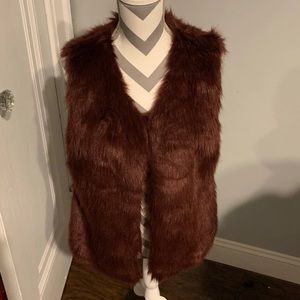 Maroon fur vest